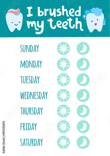 I brushed my teeth. Incentive chart, child dental poster.