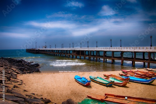boats on the pier in pondicherry (ID: 415505681)