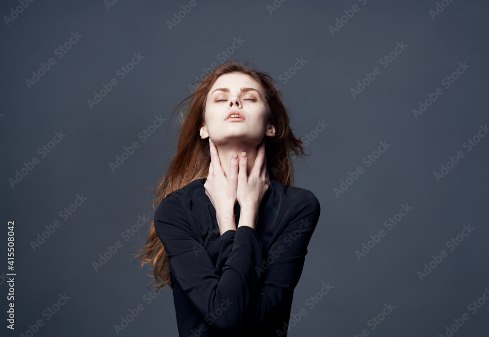 Pin-up woman beautiful hair elegant style cropped look