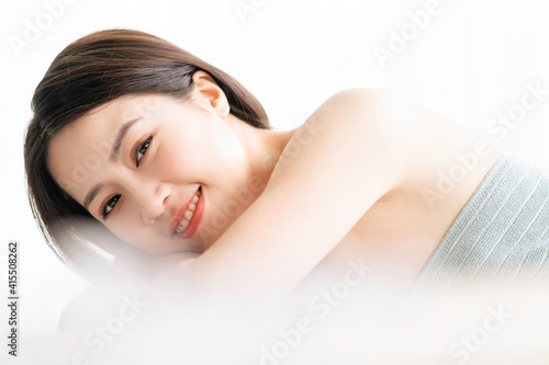 Asian woman going to beauty  skin care in spa