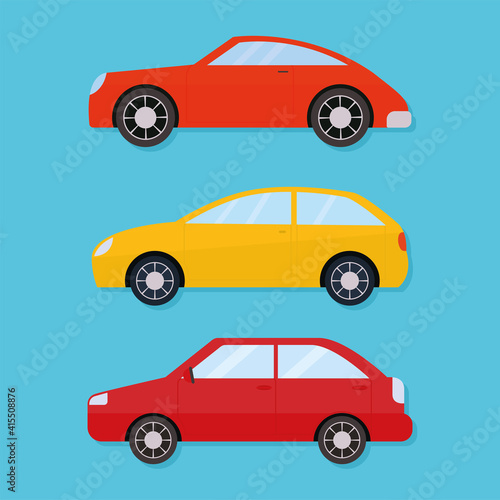 bundle of car icons on a blue background