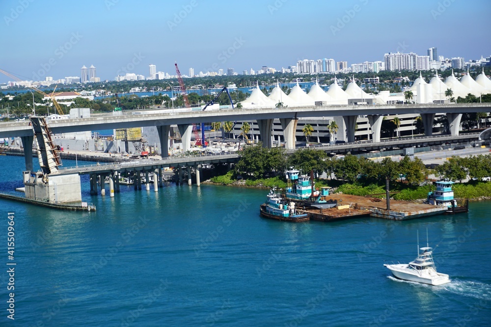 boats in the harbor in Miami