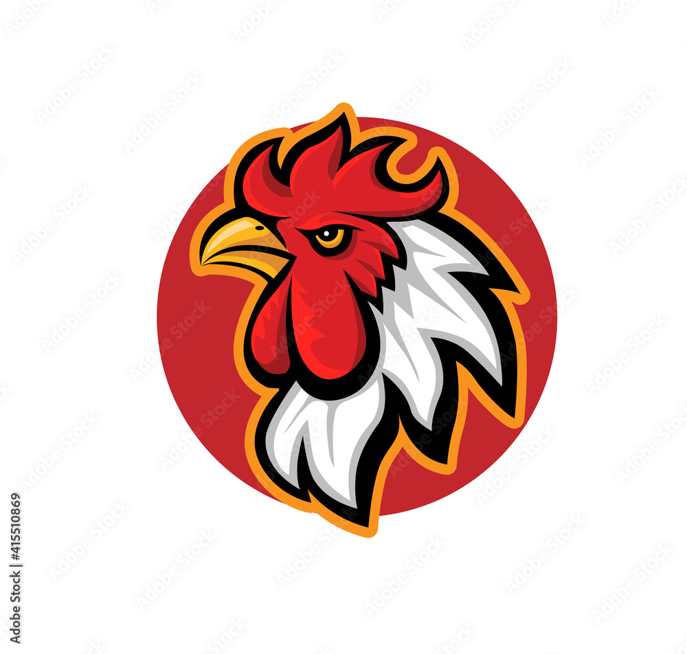 chicken Rooster head mascot logo isolated on white background chicken Rooster head mascot logo isolated on white background