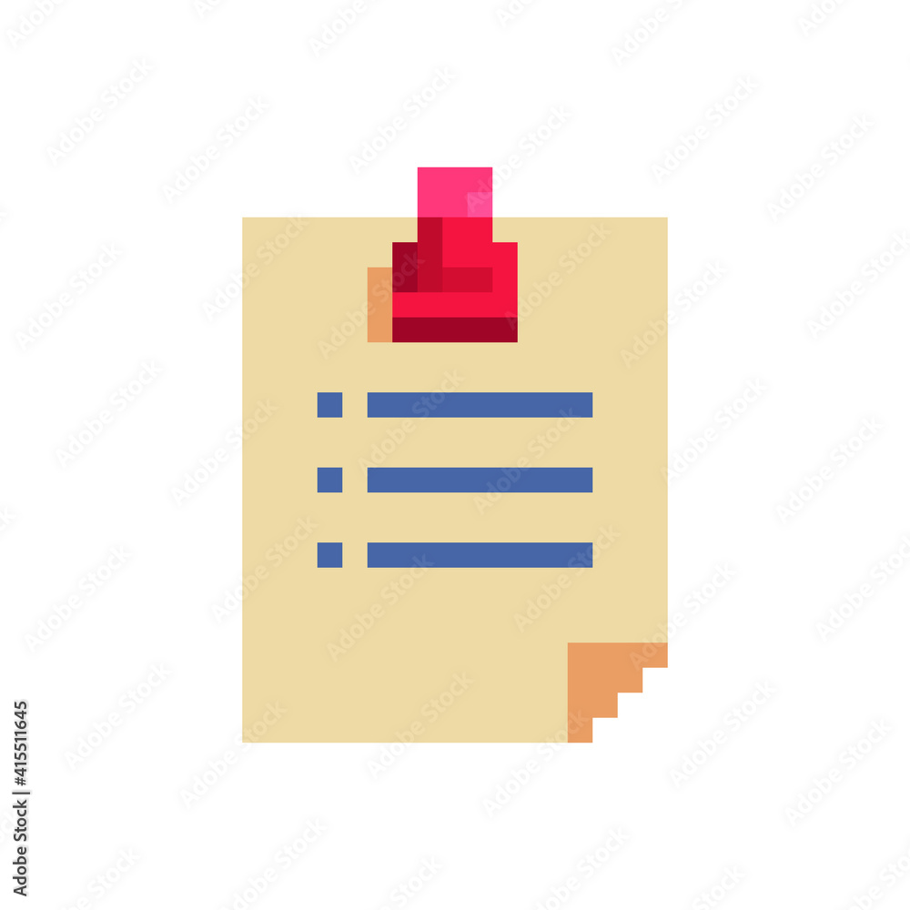 Clipboard icon for notes with clean sheet of paper pixel art icon. Isolated vector illustration. Element design for mobile app, web, sticker, logo. 8-bit. Clipboard icon for notes with clean sheet of paper pixel art icon. Isolated vector illustration. Element design for mobile app, web, sticker, logo. 8-bit.
