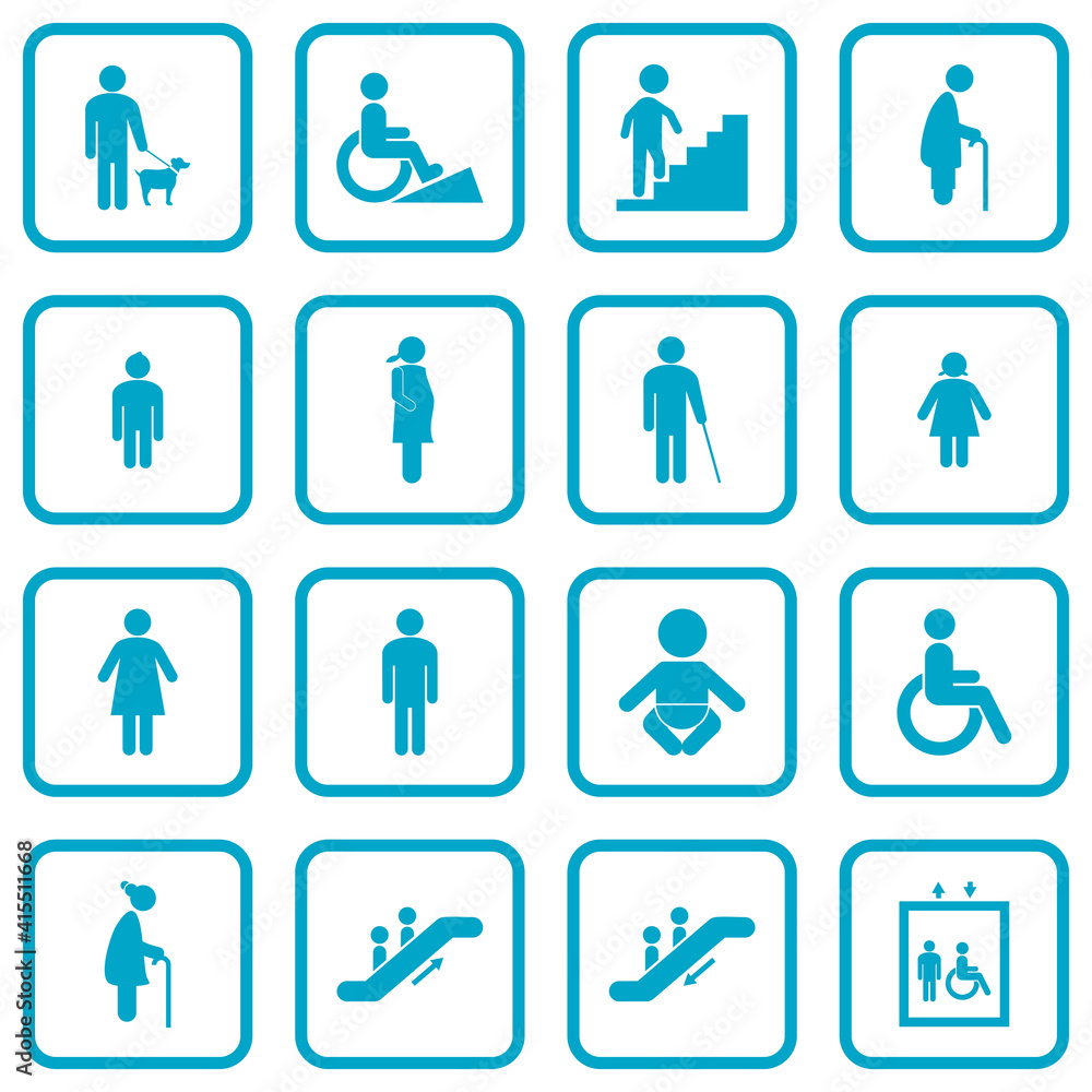 accessibility icon set public facilities icon set vector sign symbol