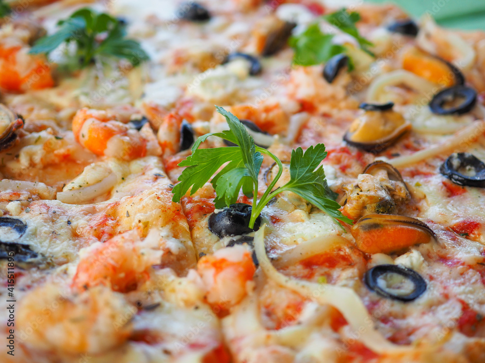 Appetizing pizza close up. Italian Cuisine Appetizing pizza close up. Italian Cuisine