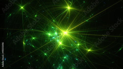 Wallpaper Mural Abstract background, smooth blue and green lines on a black background. Torontodigital.ca