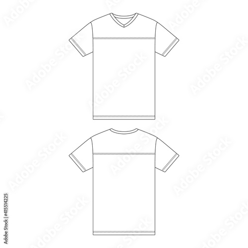 Template v- neck football jersey vector illustration flat sketch design outline