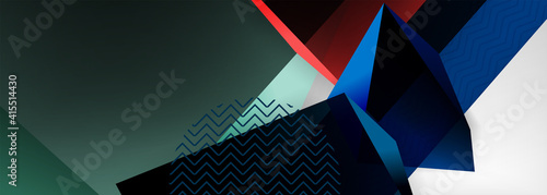 Low poly 3d geometric shapes, minimal abstract background. Vector illustrations for covers, banners, flyers and posters and other