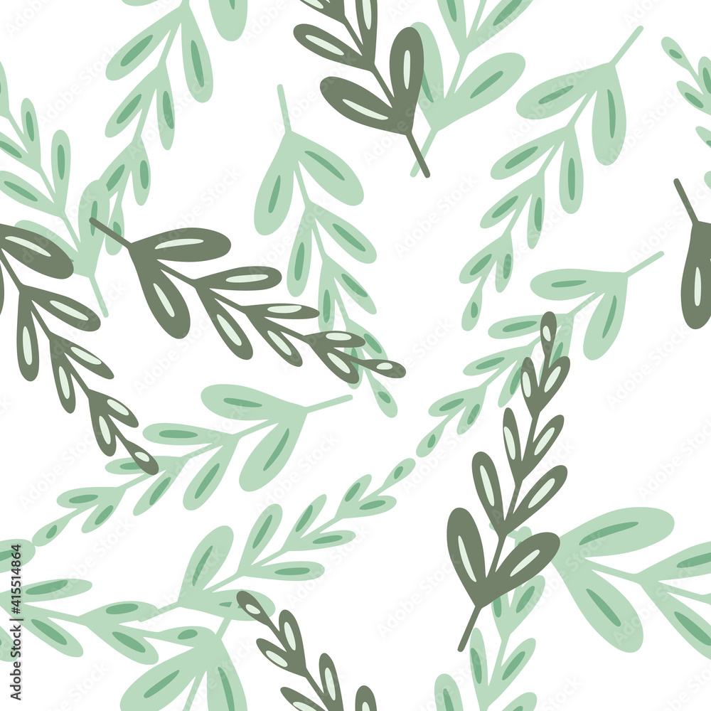Scrapbook seamless pattern with decorative random blue branches silhouettes. Isolated artwork. Simple design.