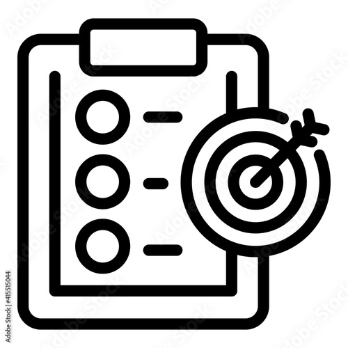 Target checklist icon. Outline target checklist vector icon for web design isolated on white background