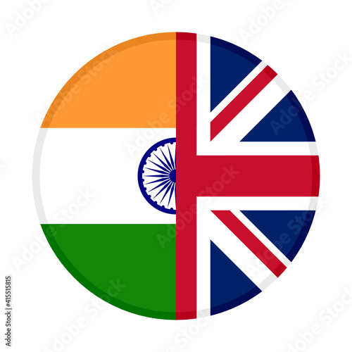 round icon with india and united kingdom flags	
