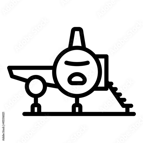Boarding on plane icon. Outline boarding on plane vector icon for web design isolated on white background