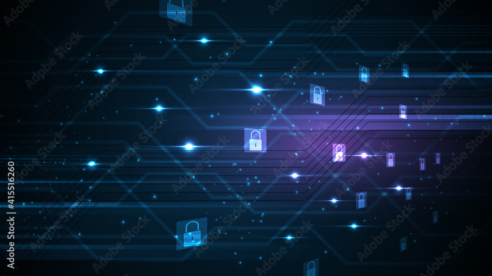 Naklejka premium Padlock Security cyber digital concept Abstract technology background protect system innovation vector illustration 