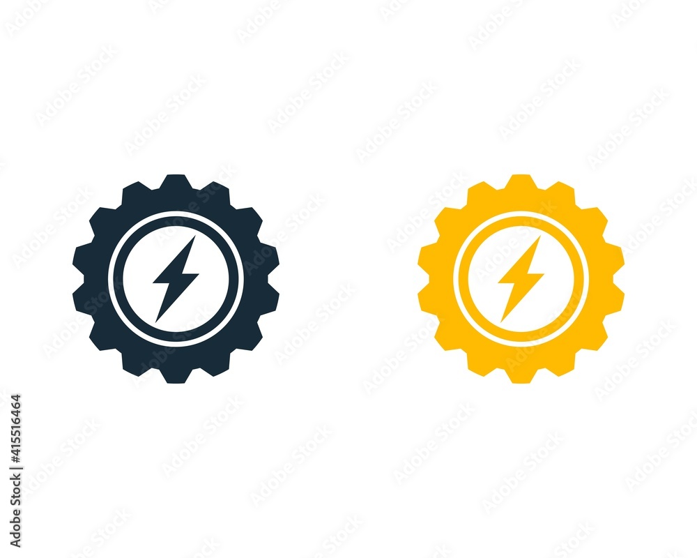 Thunder Bolt Gear Icon Vector Logo Template Illustration Design Thunder Bolt Gear Icon Vector Logo Template Illustration Design