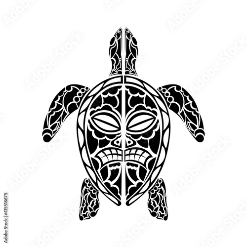 Maori turtle tattoo design. Isolated. Vector.