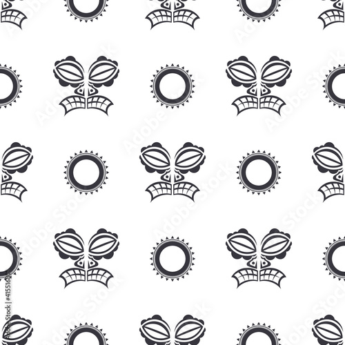 Seamless vector patter with polynesian tattoo mask for textile, ceramics, fabric, print, cards, wrapping