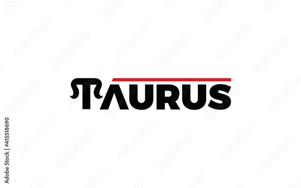 Word mark logo icon formed taurus symbol in letter T