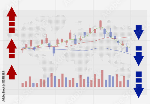 stock market chart with up and down arrow 