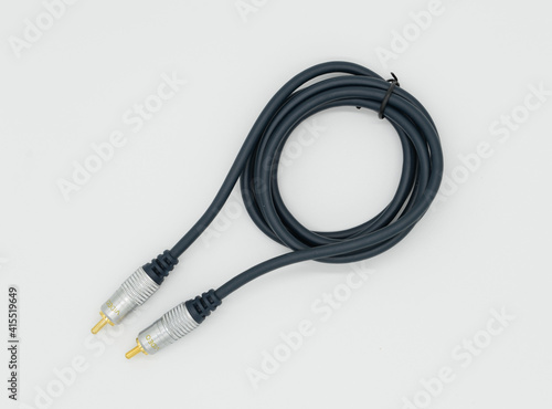 RCA cable lays flat on a white background