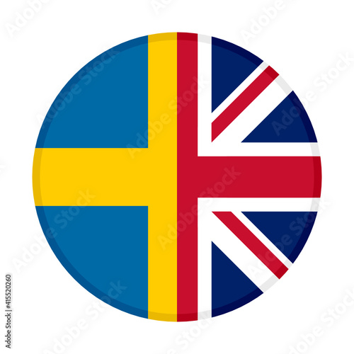 round icon with sweden and united kingdom flags. vector illustration isolated on white background