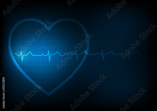 Illustration background of heart and electrocardiography on monitoring.Vector illustration.