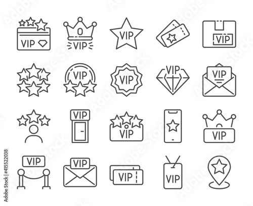 VIP icon. Very Important Person line icons set. Vector illustration. Editable stroke.