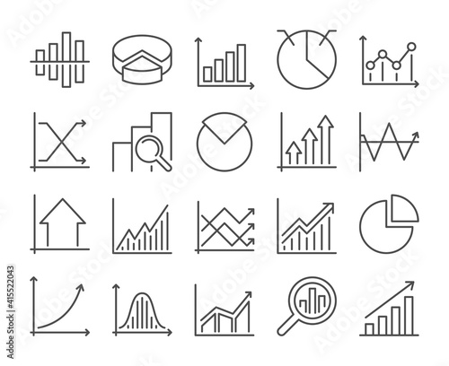 Graph icon. Chart and Graph line icons set. Vector illustration. Editable stroke.