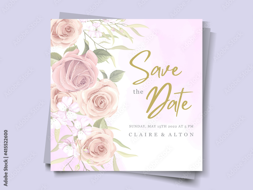 Soft floral wedding invitation template