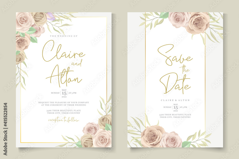 Soft floral wedding invitation template Soft floral wedding invitation template
