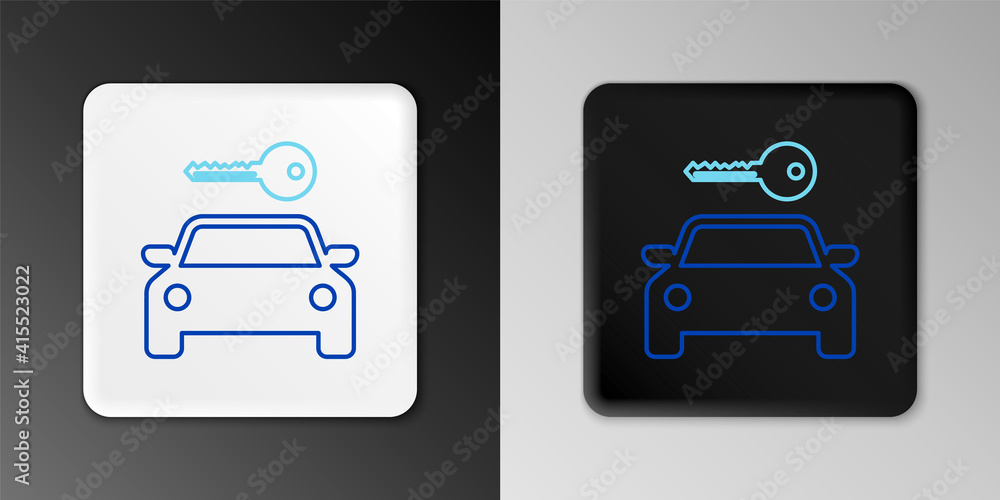 Line Car rental icon isolated on grey background. Rent a car sign. Key with car. Concept for automobile repair service, spare parts store. Colorful outline concept. Vector. Line Car rental icon isolated on grey background. Rent a car sign. Key with car. Concept for automobile repair service, spare parts store. Colorful outline concept. Vector.