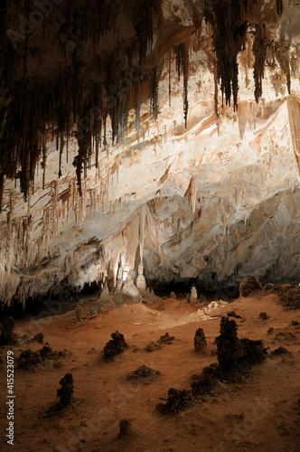 Fototapeta Stalactites and stalagmites, Carlsbad Caverns National Park, New Mexico, USA