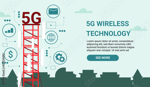 5g concept. 5g tower with icons