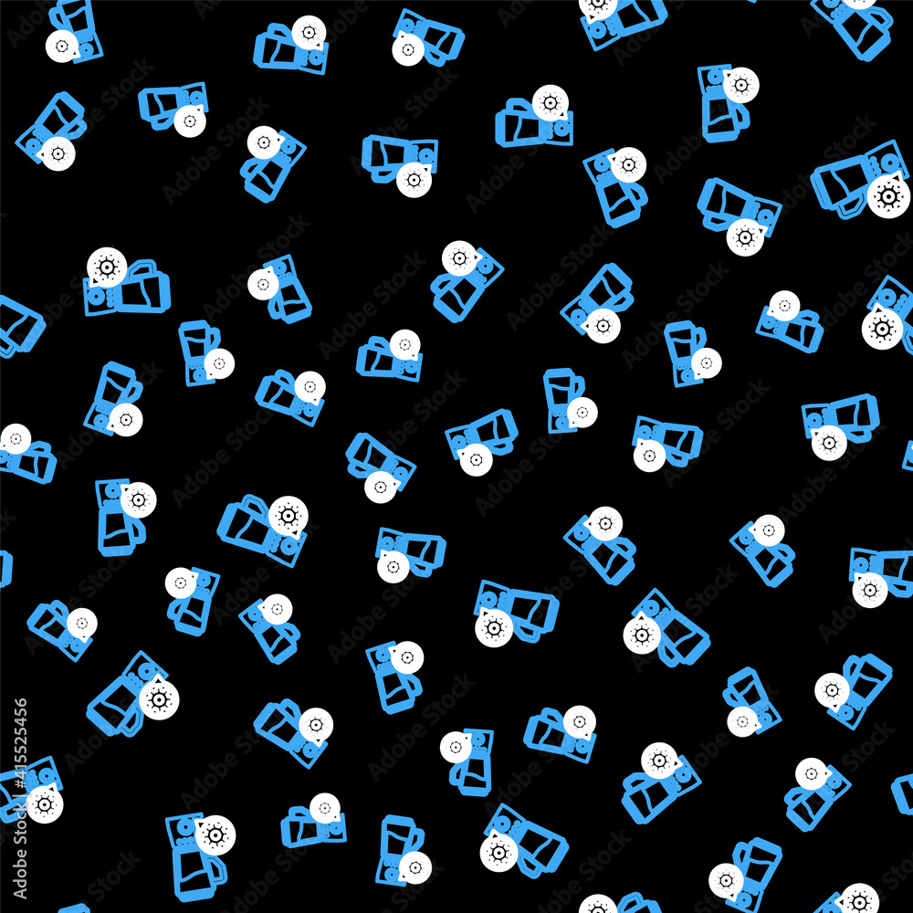 Line Blender with bowl and gear icon isolated seamless pattern on black background. Adjusting app, service concept, setting options, maintenance, repair, fixing. Vector. Line Blender with bowl and gear icon isolated seamless pattern on black background. Adjusting app, service concept, setting options, maintenance, repair, fixing. Vector.