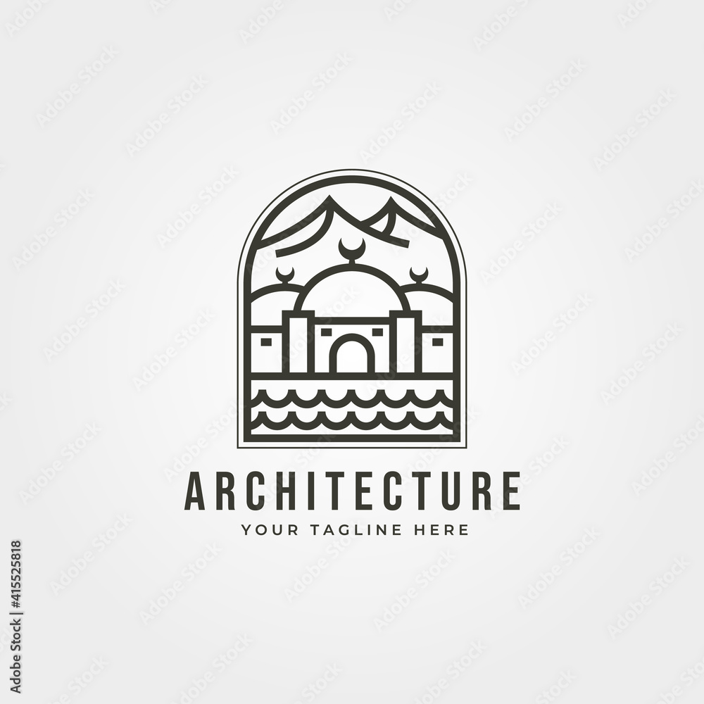 islamic landscape icon line logo vector symbol minimalist illustration design islamic landscape icon line logo vector symbol minimalist illustration design