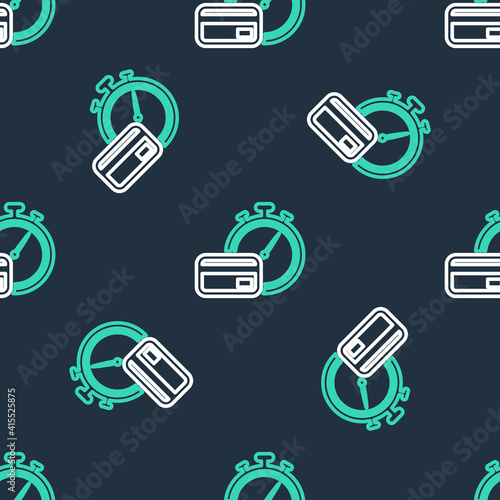 Line Fast payments icon isolated seamless pattern on black background. Fast money transfer payment. Financial services, fast loan, time is money, cash back concept. Vector.