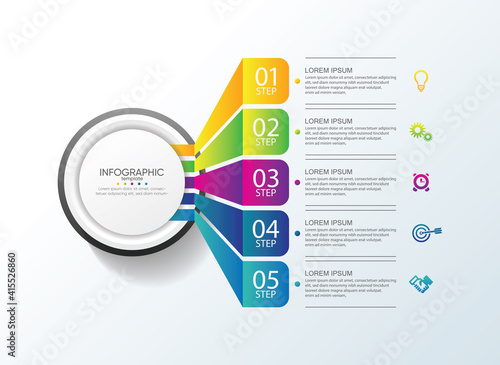 Presentation business infographic template colorful with 5 step