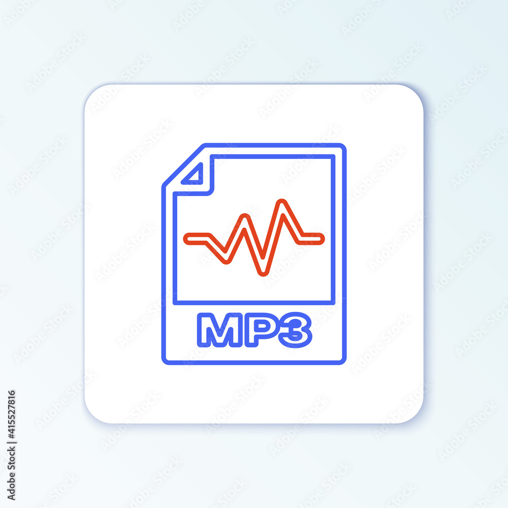 Line MP3 file document. Download mp3 button icon isolated on white background. Mp3 music format sign. MP3 file symbol. Colorful outline concept. Vector.