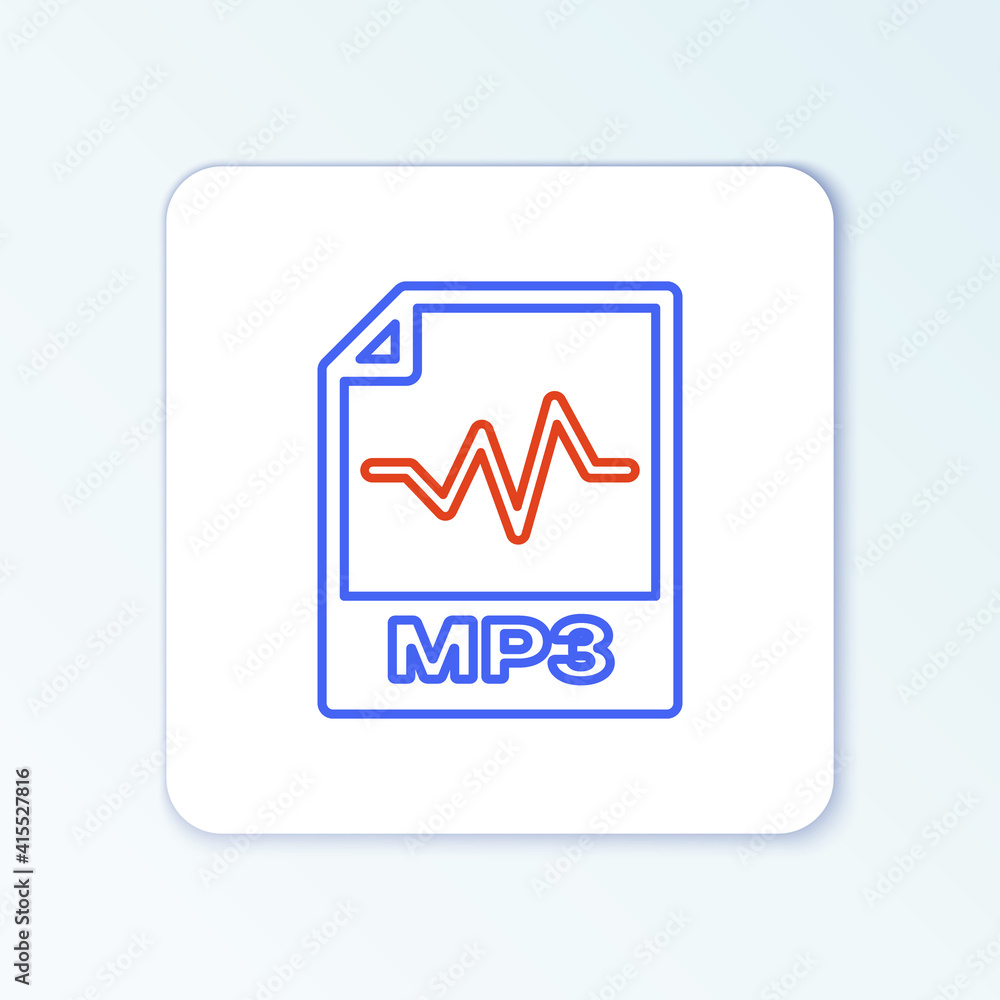 Line MP3 file document. Download mp3 button icon isolated on white background. Mp3 music format sign. MP3 file symbol. Colorful outline concept. Vector. Line MP3 file document. Download mp3 button icon isolated on white background. Mp3 music format sign. MP3 file symbol. Colorful outline concept. Vector.