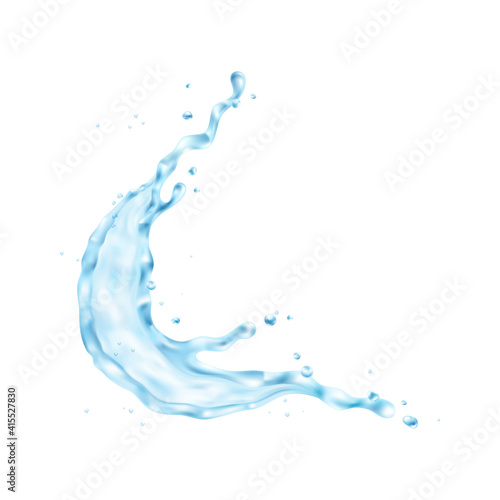 3d realistic water splash set on blank background with isolated images of droplets and fluid flows vector illustration
