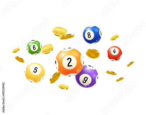 Lottery machine tickets balls realistic icons set isolated on white background vector illustration