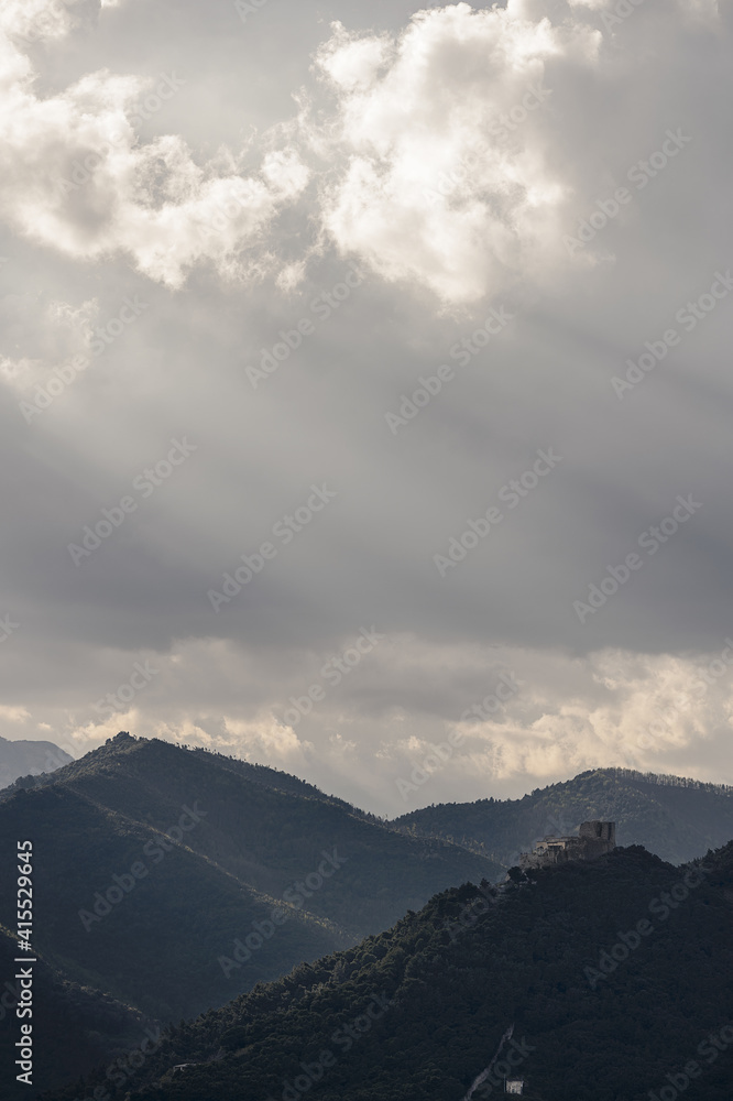 the castle of Arechi in Salerno at sunset and sunrise