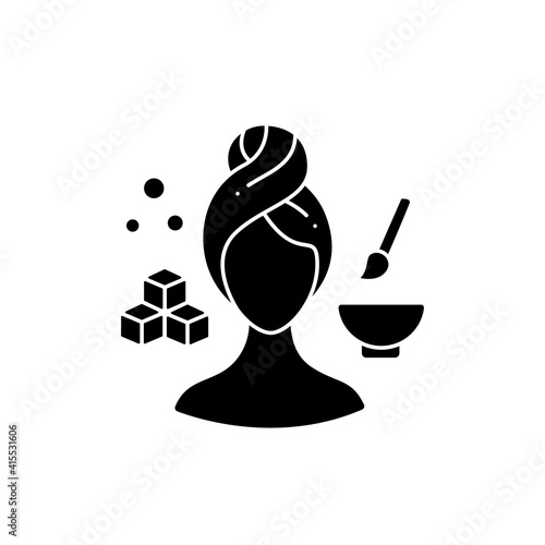 Honey facial mask glyph icon. Organic cosmetic products, face care, spa procedures. Natural skincare concept. Facial beauty treatment.Filled flat sign. Isolated silhouette vector illustration