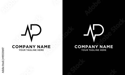 initial letter d cardiogram logo vector