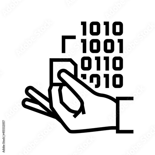 programming rfid chip line icon vector. programming rfid chip sign. isolated contour symbol black illustration