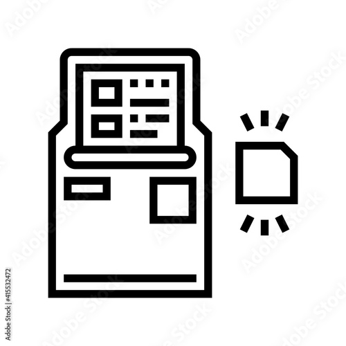 atm with rfid technology line icon vector. atm with rfid technology sign. isolated contour symbol black illustration