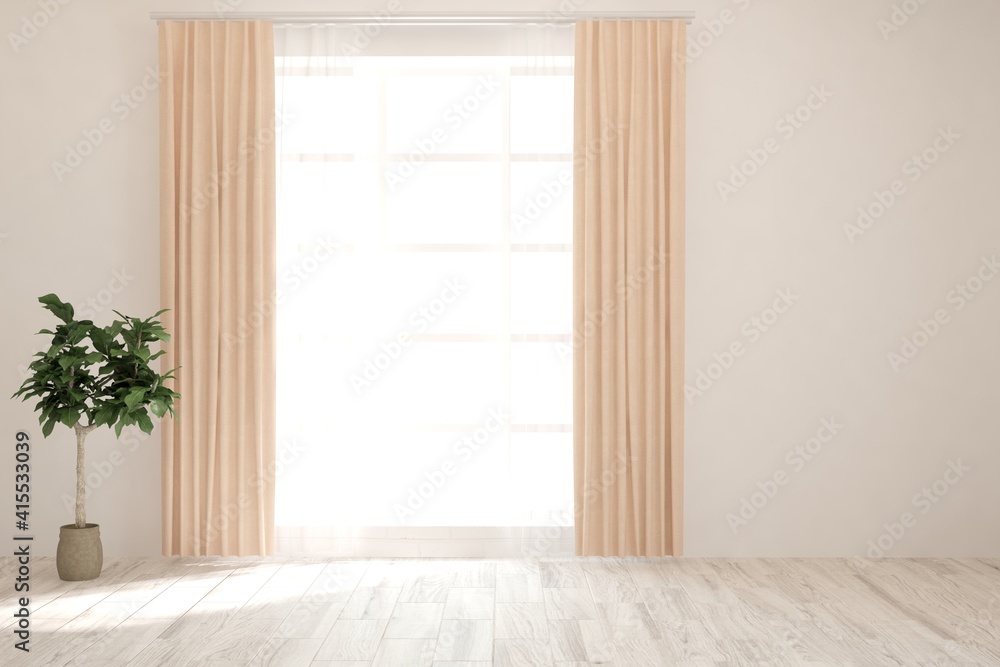White empty room. Scandinavian interior design. 3D illustration White empty room. Scandinavian interior design. 3D illustration