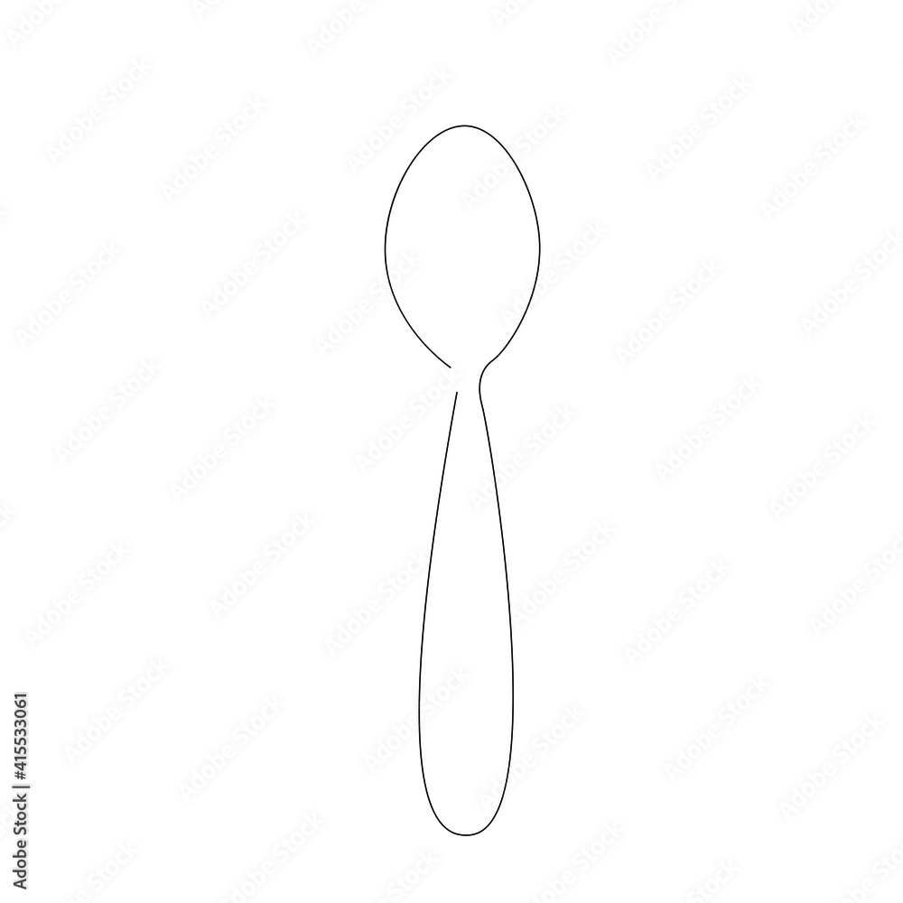 Spoon silhouette line drawing, vector illustration Spoon silhouette line drawing, vector illustration