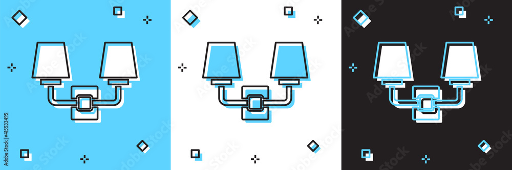 Set Wall lamp or sconce icon isolated on blue and white, black background. Wall lamp light. Vector. Set Wall lamp or sconce icon isolated on blue and white, black background. Wall lamp light. Vector.