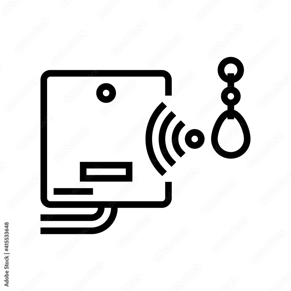 mini trinket with rfid chip line icon vector. mini trinket with rfid chip sign. isolated contour symbol black illustration